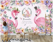 Personalizado foto 3d papel de pared para sala de rosa romántico amor flamingo unicornio fondo 3d murales de pared papel pintado para paredes 3 d 2024 - compra barato