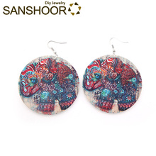 SANSHOOR Afrocentric Printed Wooden Earrings African Elephant Boho Style Classic Earring Jewelry Design for Black Woman 1 Pair 2024 - buy cheap