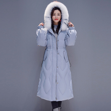 Winter Women Long Down Jackets Fashion Big Fur Collar Hooded Down Coats Female Slim Thicken Warm White Duck Down Jackets FP1661 2024 - buy cheap