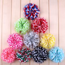 10pcs/lot3.6" 10 Colors Chiffon Fuzzy Flower Hair Clips For Kids Girls Striped Leopard Shabby Hair Flowers For DIY Headband 2024 - buy cheap