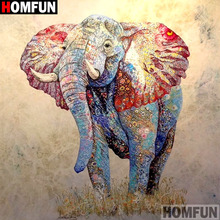 HOMFUN-pintura de diamante redondo/cuadrado completa, cuadro artesanal 5D, "elefante colorido", bordado 3D, punto de cruz, decoración 5D, regalo A17256 2024 - compra barato