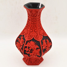 10 inch / Exquisite Chinese Classical Traditional Technology Red Lacquerware Flowers Auspicious Vase No.7 2024 - buy cheap