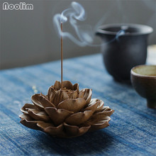 Handmade Ceramic Zen Lotus Backflow Incense Burner Sandalwood Incense Stick Holder Creative Buddhist Fragrance + 20pcs Cones 2024 - buy cheap