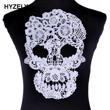Skull White Black Lace Embroidered Neckline Collar Trim Clothes Fabric Sewing Supplies Craft Wedding Dress Applique Patch BW046 2024 - buy cheap