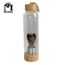 2019 Hot Sale Drop Shipping Natural Tiger eye Crystal drink water bottle Healing Wand Elixir angle Quartz stone Bamboo Bottle 2024 - buy cheap
