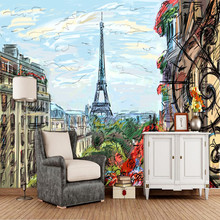 Париж Эйфелева башня живопись 3D обои papel де parede, гостиная ТВ диван стены спальни обои домашний декор бар росписи 2024 - купить недорого