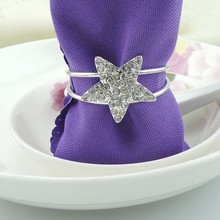50pcs/lot metal diamond pointed star silver napkin rings napkin buckle napkin holder party/wedding table decoration accessories 2024 - buy cheap