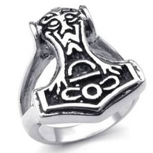 Norse-anel de motoqueiro viking thor, anel de aço inoxidável 316l 2024 - compre barato