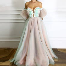 Formal Evening Dresses A-line Sweetheart Tulle Flowers Pearls Elegant Islamic Dubai Kaftan Saudi Arabic Long Evening Gown 2024 - buy cheap