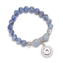 New Arrivals Fashion Charms High Quality 12mm Snap Button Bracelet Blue Natural Stone Beaded Bracelet Snap Jewelry SZ0431 2024 - buy cheap