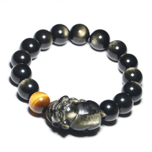 JoursNeige Gold Black Natural Obsidian Stone Bracelets Round Bead Pig 2019 Zodiac Bracelets for Men Women Energy Stone Jewelry 2024 - buy cheap