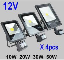 (4pcs/lot) 12V 10W 20W 30W 50W PIR LED Floodlight With Motion Detective Sensor Outdoor LED Flood Light Lamp Landscape Light 2024 - buy cheap