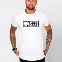 Muscleguys брендовая мужская одежда тренажерные залы Tight футболка мужские фитнес футболка для мужчин Gyms футболка для фитнеса и занятий стройная фигура летний топ 2024 - купить недорого