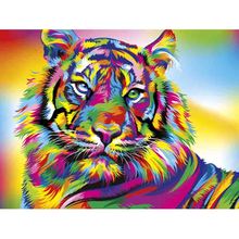 Round diamond embroidery needlework cross stitch round resin full diamond painting wall picture colored tiger head KBL 2024 - buy cheap