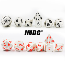 Juego de dados IMDG 7, juego creativo de rol, dados de Metal, poliedro, DND Pearl, Color plateado, dados de juego Digital 2024 - compra barato