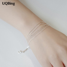 Pulseira prata esterlina 925, bracelete com múltiplas camadas de corrente, drop shipping 2024 - compre barato