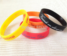 500 pçs/lote bracelete de silicone logotipo impresso com tridimensional, pulseira de silicone com design personalizado, pulseira impressa, presente promocional, 2024 - compre barato