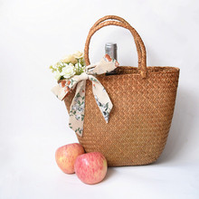 Casual straw bag natural wicker tote bags women braided handbag for summer handmade vintage big woven rattan beach bags woman 2024 - buy cheap