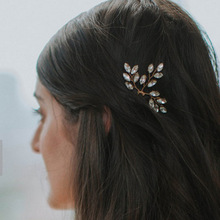 Элегантные свадебные шпильки для волос с кристаллами и листьями золотого/серебряного цвета ручной работы цветочные аксессуары для невесты 2024 - купить недорого