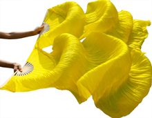 Velos de seda chinos de alta calidad para mujer, 1 par de abanicos del baile del vientre, baratos, gran oferta, color amarillo, 2016 2024 - compra barato