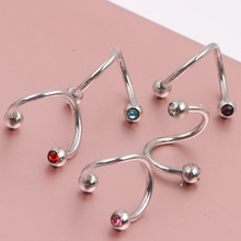 Joias preciosas duplas de aço prateado cz, espiral com twister para sobrancelha, lábio e barriga, 10 cores, 50/100/200/500 peças, piercing tragus para orelha 2024 - compre barato