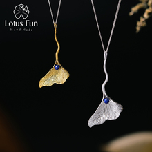 Lotus Fun Real 925 Sterling Silver Natural Lapis Handmade Fine Jewelry Ginkgo Leaf Pendant without Chain Acessorios for Women 2024 - buy cheap