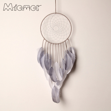 MIAMOR Big Dreamcatcher With White & Grey Feather Nursery School Kids Room Decor Wedding & Home Wall Decor Accessories AMOR202 2024 - buy cheap