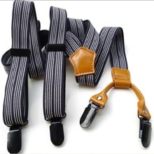 1Pcs Men's Sling Braces Unisex Casual Fashion Wild Black Striped Strap Elastic Adjustable Clip Hanging Pants BDXJ2516 2024 - buy cheap