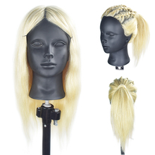 Cheap Mannequin heads 100% Natural Human Hair Training Mannequin Head Cosmetology Hairdressing  Makeup with Long Hair 2024 - buy cheap