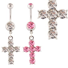 Body jewelry Cross Pendant Belly rings fashion navel rings body piercing Wholesale Accessories 14G Surgical Steel bar 2024 - buy cheap