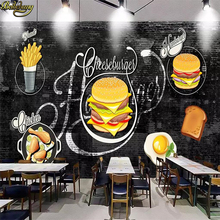 beibehang Custom wallpaper mural hand-painted hamburger wall background wall papers home decor papel de parede 3d wallpaper 2024 - buy cheap