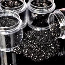 Wholesale Pure Black Nail Art Glitter Powder Sparkle Nail Glitters Dust Black Shimmer Sequins Nail Art Decorations Set in Bag 2024 - buy cheap