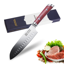 SUNNECKO 7" inch Santoku Chef Kitchen Knife German 1.4116 Steel 58HRC Strong Sharp Razor Blade Cutter Tools Color Wood Handle 2024 - compre barato