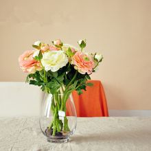 Европейские шелковые цветы с 2 цветами, 1 шт. букет искусственных весенних пионов, искусственные листья, свадебные вечерние украшения для дома 2024 - купить недорого