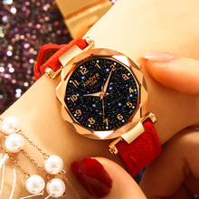 Relojes de moda para mujer, reloj con Dial de cielo estrellado del 2019, pulsera de lujo de oro rosa para mujer, relojes de pulsera de cuarzo, nuevos triangulación de envíos 2024 - compra barato