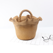 College wind straw hats travel beach holiday vegetable basket woven bag portable travel bucket bag female 2024 - buy cheap