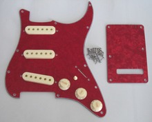 KAISH Red Pearl ST SSS Pickguard with Aged White Pickup Covers Knobs Tip 2024 - buy cheap