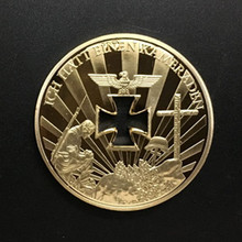 Pçs moedas vazadas cruz de gesnowenenfeite fibra de carbono 1914 - 1945 soldado memória banhado a ouro 40 mm lembrança decoração moeda 2024 - compre barato