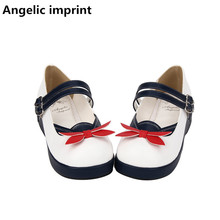 Zapatos de tacón bajo con estampado angelical para mujer, calzado de fiesta, cosplay de chica mori, lolita, azul marino, 35-39 2024 - compra barato