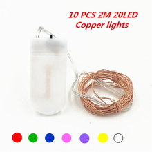 Tira de luces LED de 2m para decoración de bodas y Navidad, cable de cobre resistente al agua con batería CR2032 para guirnalda, guirnalda de luces LED 2024 - compra barato