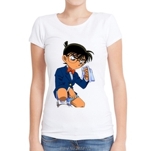 Detective Conan Printed Women's T-shirt Short Sleeve Lady Cotton Material T Shirts Casual Tops Harajuku Streetwear 2024 - buy cheap