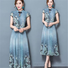 2019 New Summer Chiffon Dress Robe Noel Elegant Vintage Chiffon Party Dresses 3XL Plus Size Female Retro Chinese Style Clothing 2024 - buy cheap