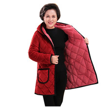 Gowyimmes Big size women long sleeve cotton coat gold velvet print jacket parkas for mother wool liner coat Winter jacket PD208 2024 - buy cheap