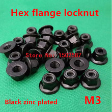 100pcs/lot M3 Hex Flange Nuts Black Zinc Plated Carbon Steel DIN6923 Nylon Lock Nut 2024 - buy cheap