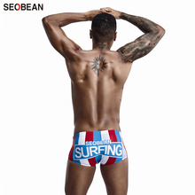 SEOBEAN Men's Swimming Suits Fashion Striped Digital Letters Printing Summer Holiday Beach Hot Spring Swimming Trunks 2024 - buy cheap