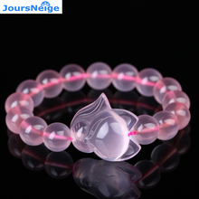 Wholesale Crystal Pink Natural Crystal Bracelets for Women Girl Gifts 10mm Beads With Fox Natural Stone Crystal Trendy Jewelry 2024 - buy cheap