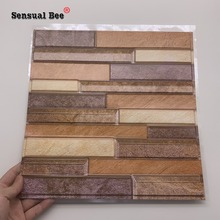 3D Wood Grain Emboss Pattern Tiles Wall Sticker Cupboard Children Room Waist Line Tiles Wall Decals Waterproof Vinyl Art Mural 2024 - buy cheap