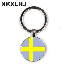 XKXLHJ-Llavero de coche personalizado, accesorios de joyería, Bandera de Portugal/Suecia, llaveros de cristal en cabujón 2024 - compra barato