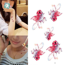 Waterproof Temporary Tattoo sticker cute 3D red goldfish  tatto Water Transfer fake tatoo 10.5*6 cm for kids adults 2024 - buy cheap