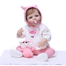 Bebe doll Reborn full silicone reborn baby girl doll with Fox clothing newborn babies alive doll bebe gift rebon 57CM NPK dolls 2024 - buy cheap